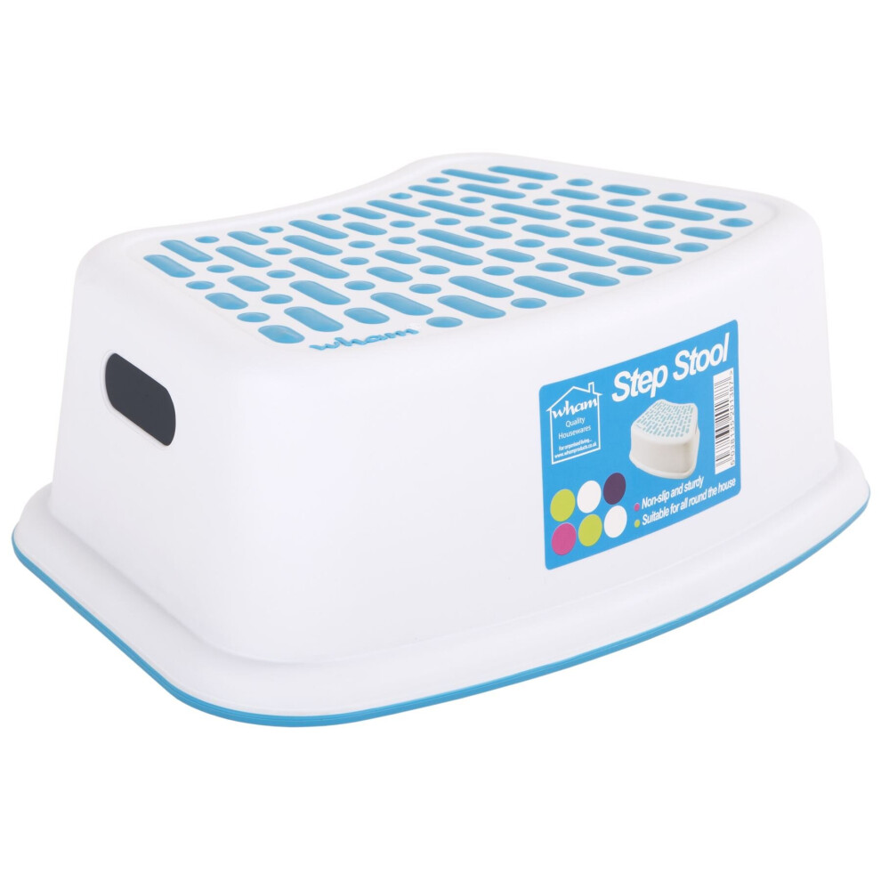 Wham Anti-Slip Step Stool Plastic Multi-Purpose Kid's Bathroom Kitchen - White