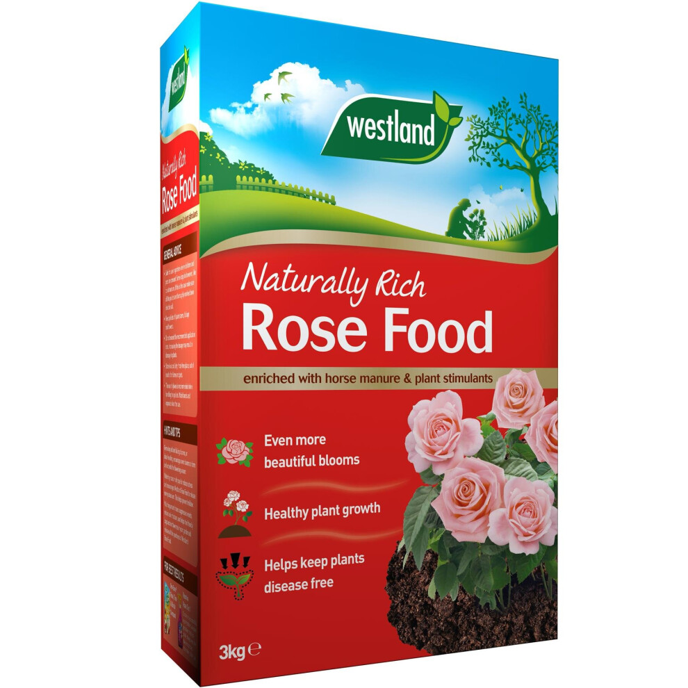 Westland Naturally Rich Rose Food, Horse Manure Enriched, Organic Nutrients, 3Kg