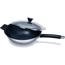 Ken Hom Excellence Stainless Steel Non-Stick Wok Set - with Lid - Silver - 31 cm
