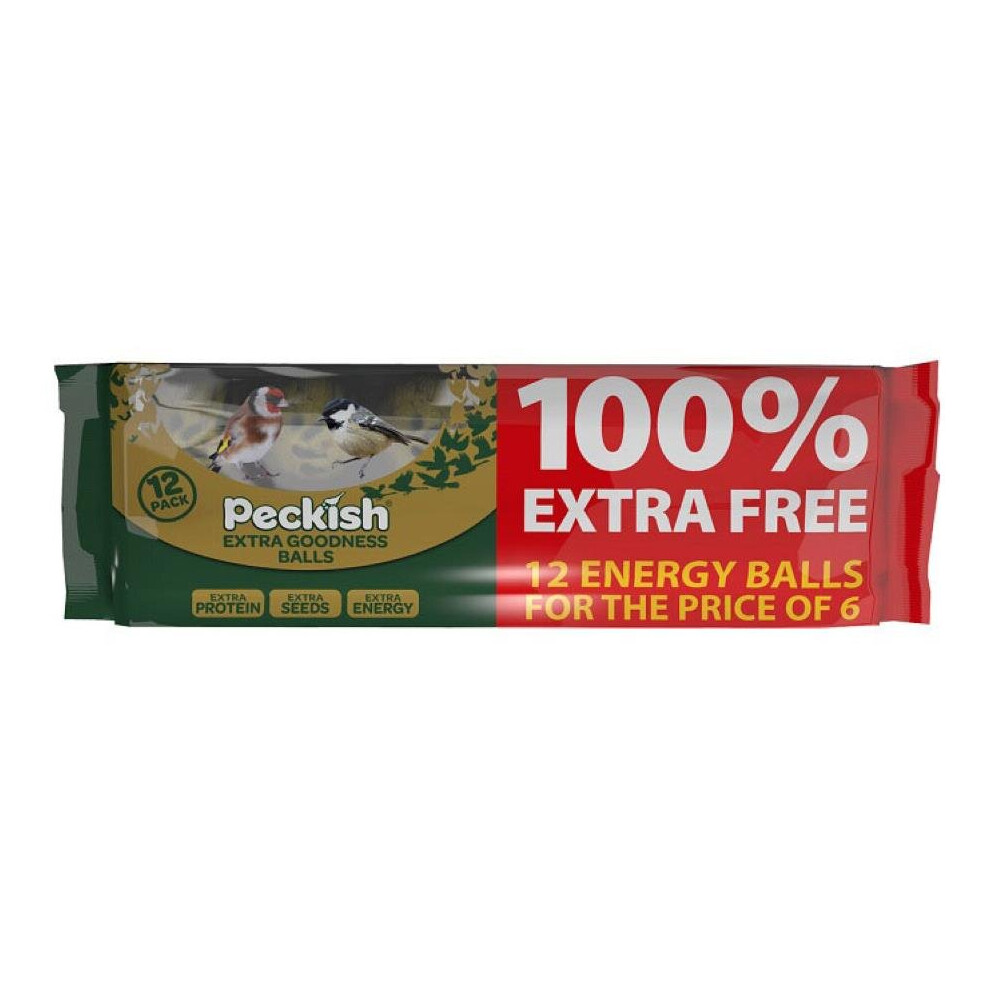Peckish Extra Goodness Energy Balls Wild Birds Feeding, Extra Protein - 6+6 Pack