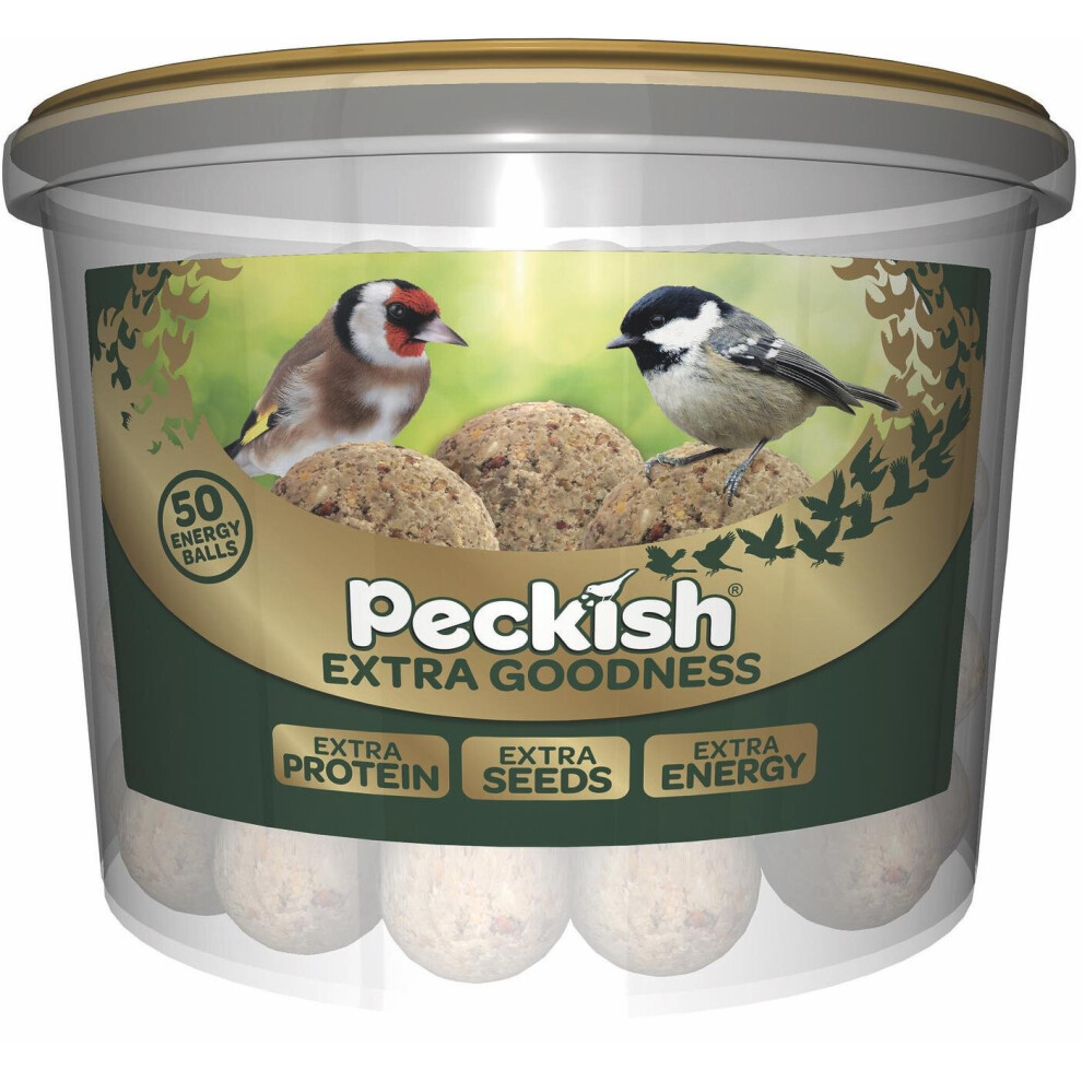 Peckish Extra Goodness Energy Balls Wild Birds Feeding - Extra Protein - 50 Tub
