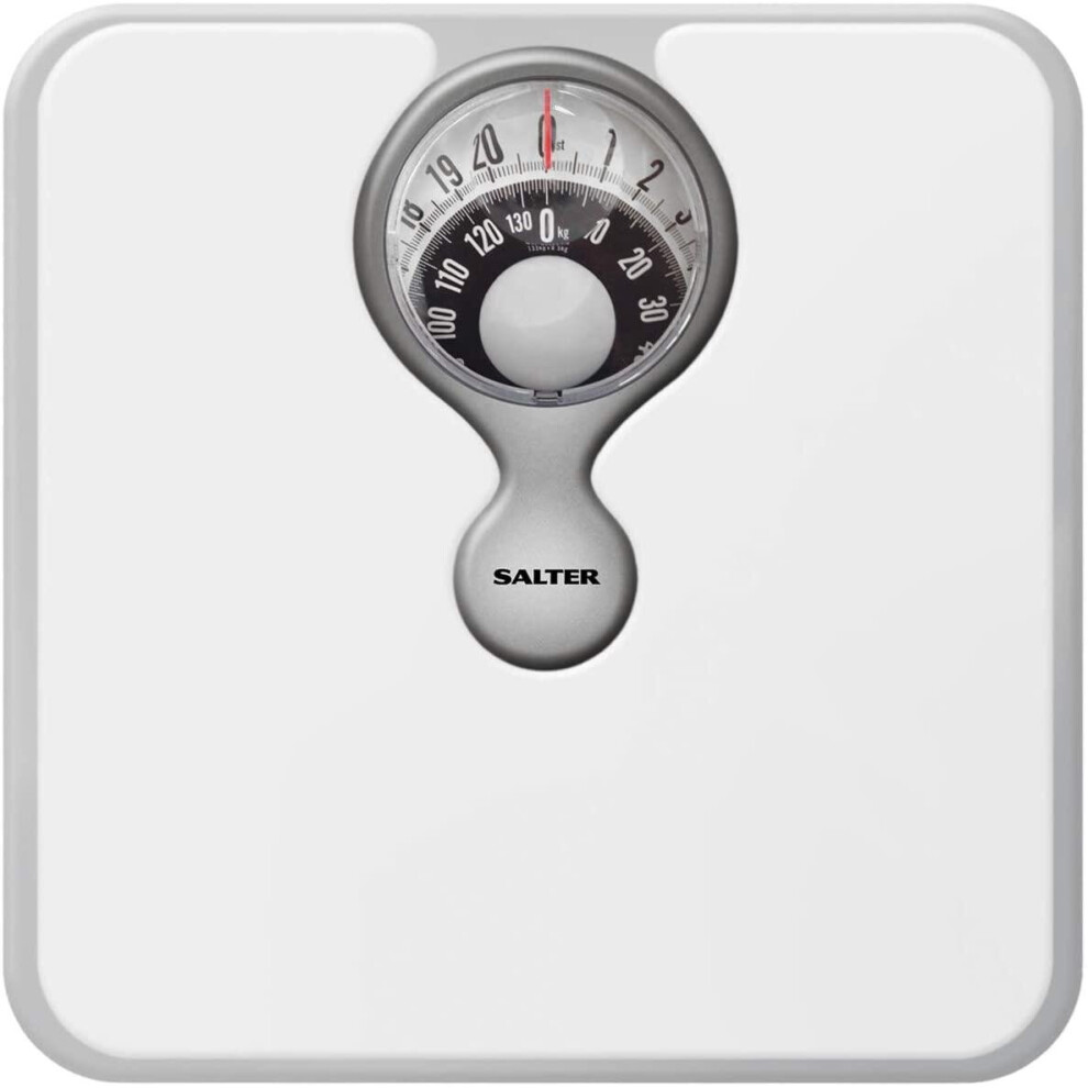 Salter Magnified Display Mechanical Bathroom Scales - Bathroom Mechanical Lens Magnifying Scales 484 Compact White