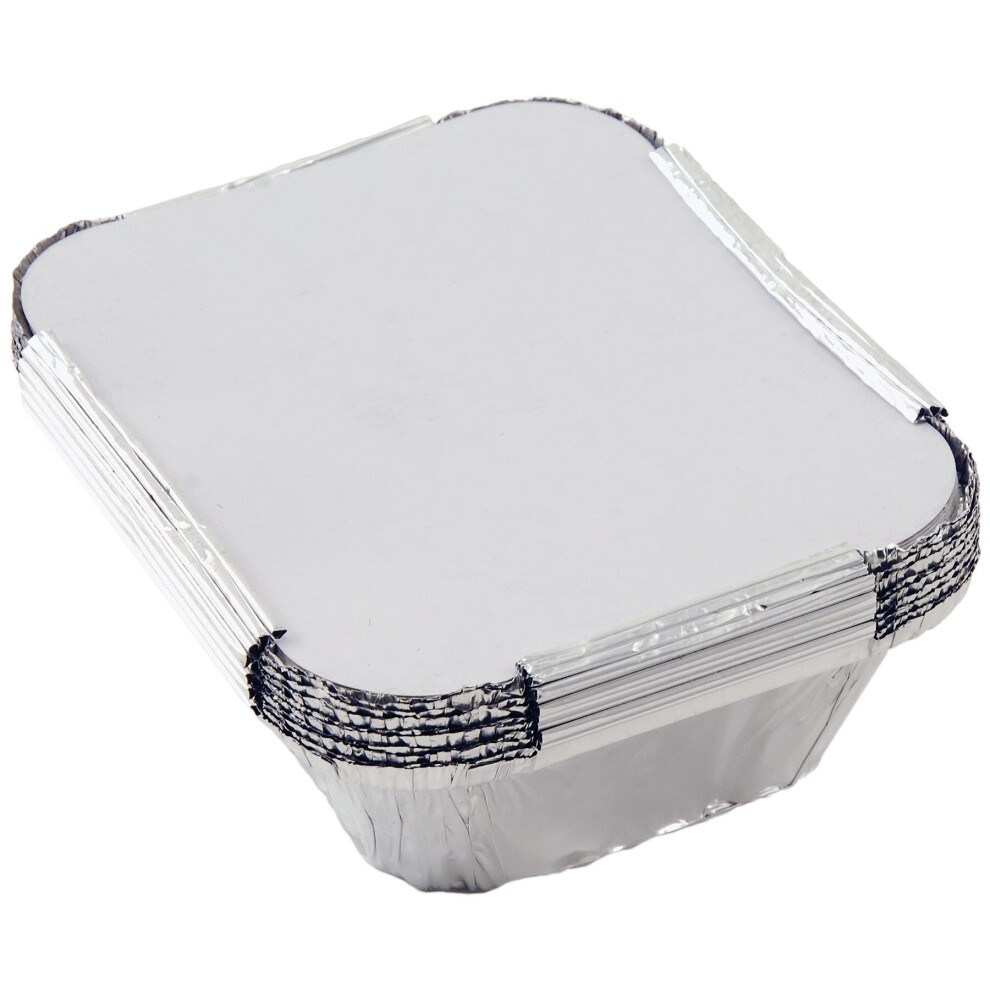 Tala 15 x 12 x 5cm Foil Container With Lids, Pack Of 10, Silver - 10cm Lids -  x tala foil 10 15 12 cm container lids pack silver containers set food