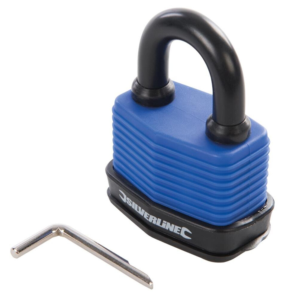 50mm Weatherproof Combination Padlock - 802531 Silverline 4 Digit -  combination padlock weatherproof 802531 silverline 4 digit