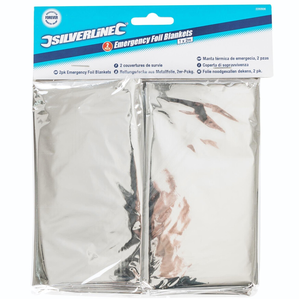 Silverline Emergency Blanket 1m x 2m - Foil Blankets 226306 First Aid -  emergency blanket x silverline 2m foil blankets 226306 first aid 1m