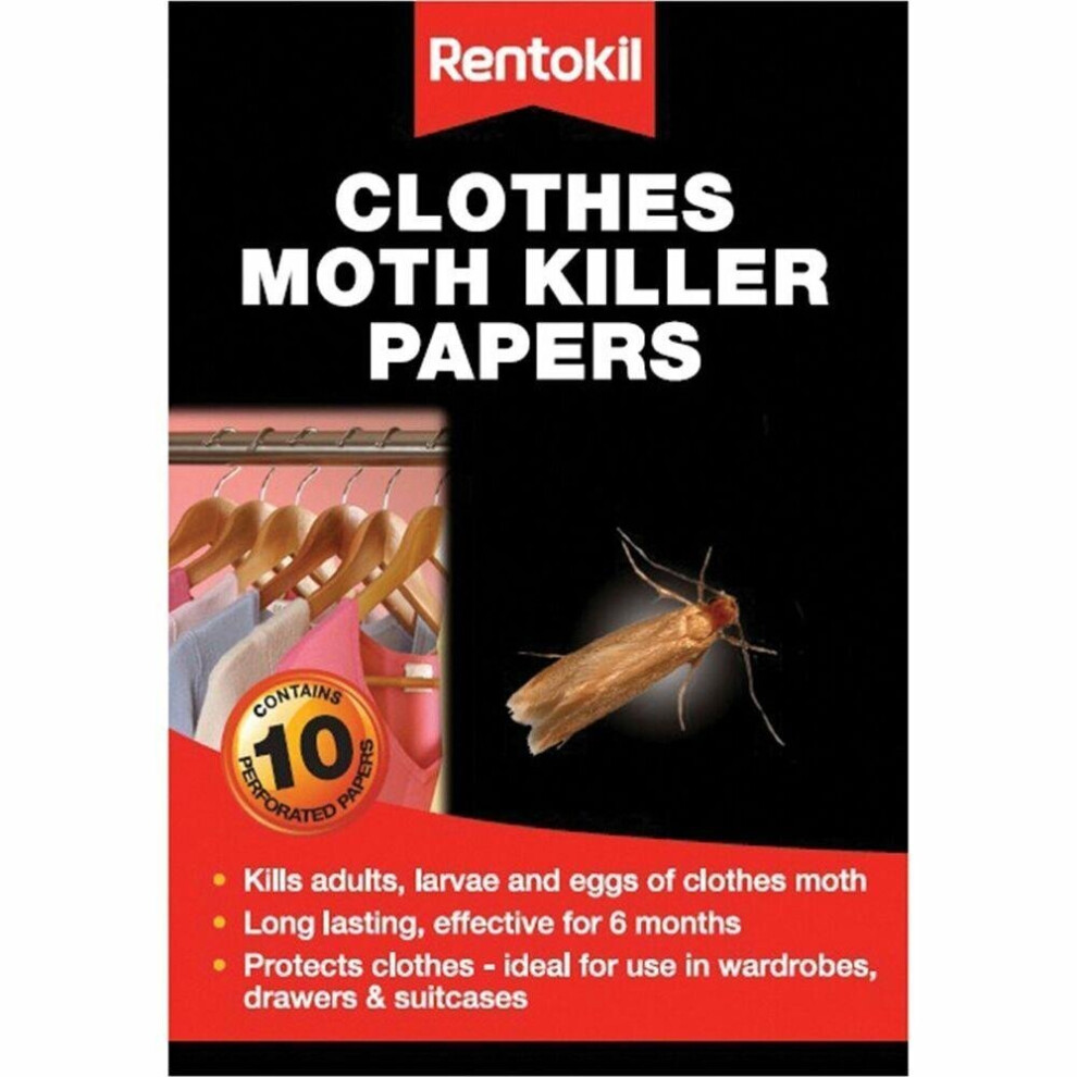 Rentokil Pest Control - Mothkiller Strips - Moth Clothes Papers 10 Pack Killer -  moth rentokil clothes papers 10 pack killer strips fa115