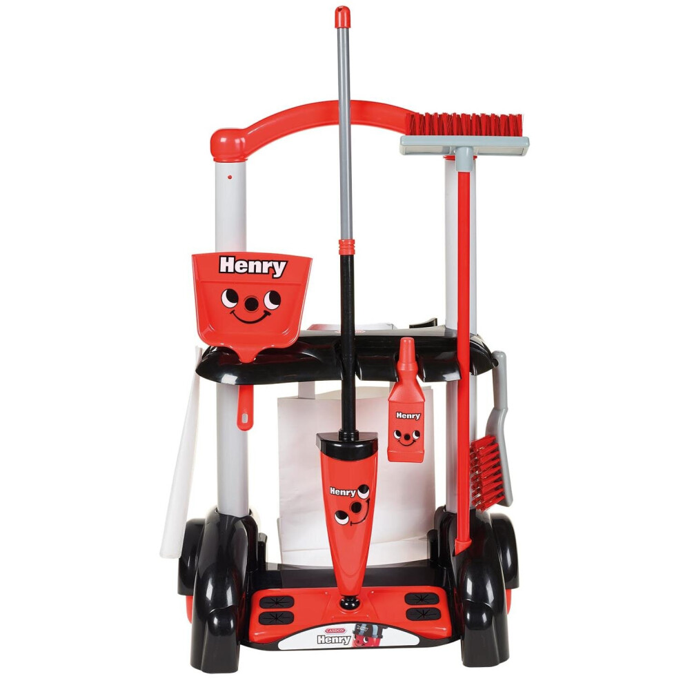 Henry Cleaning Trolley Toy Set - Casdon 630 Kids Play -  cleaning trolley henry casdon 630 toy kids play set