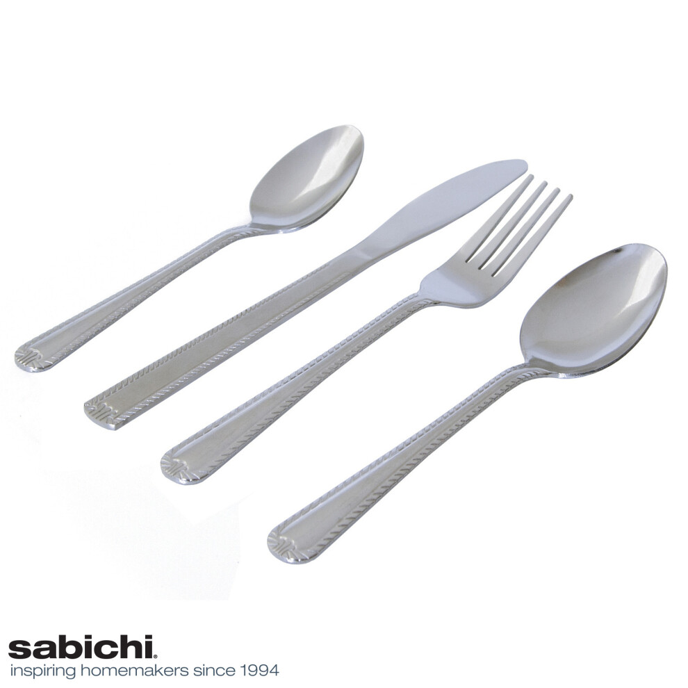 Sabichi Bead Day To Day Cutlery Set, Stainless Steel, Off-white, 16-piece - Set -  day set cutlery sabichi 16 pc stainless steel dining utensils