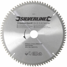 Silverline Tct Aluminium Blade 80t 250 x 30 - 25, 20, 16mm Rings - 20 456915 - blade aluminium tct 80t 250 x 30 silverline 16mm rings 20 456915 saw