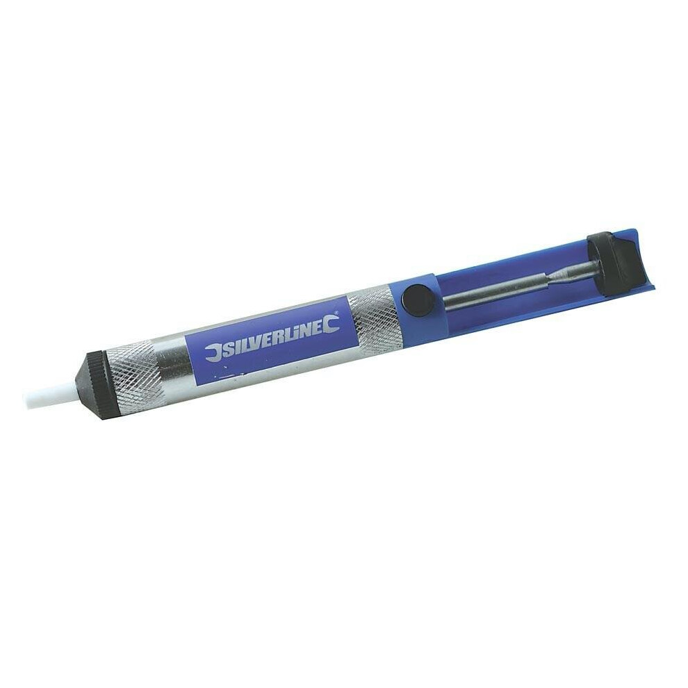 Silverline Metal Solder Sucker 185mm - 633609 Pump Remover Desoldering Tool - Solder Sucker Metal Silverline 185mm 633609 Pump Remover Desoldering