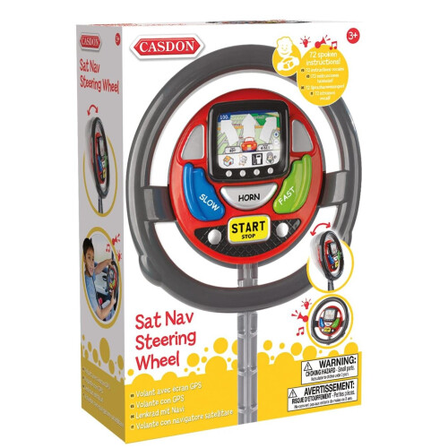 Casdon Toy Car Sat Nav Steering Wheel with Sat Nav Set Included - Interactive Activity Buttons for Long Journeys (634)