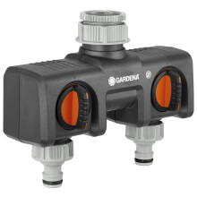 GARDENA Bewässerungsselecteur 2 Wege – Unabhängige Wasser Doppelanschlüsse – Einfache GARDENA Verbindung – 5 Jahre Garantie (8193-20)