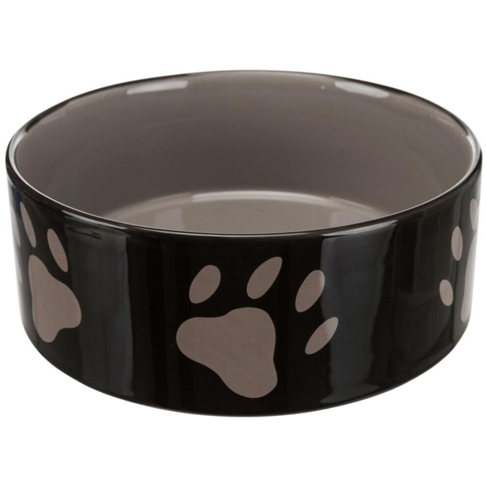Trixie Ceramic Bowl With Paw Prints For Dogs, 1.4 Litre, - Dog - Bowl Ceramic Dog Water Food Sizes Brown/Cream