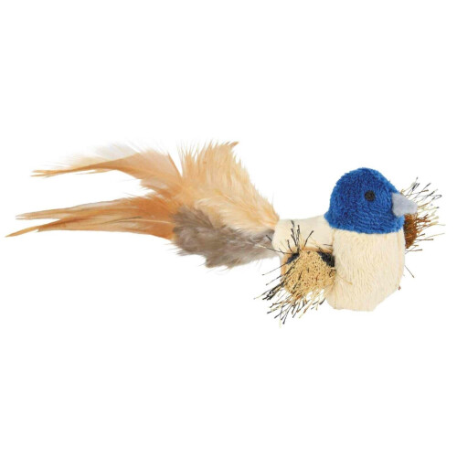 Trixie Bird With Feathers, Plush, 8cm - Fluffy Plush Toy Squeak Feathers Catnip -  fluffy bird plush toy squeak feathers catnip pet kitten trixie