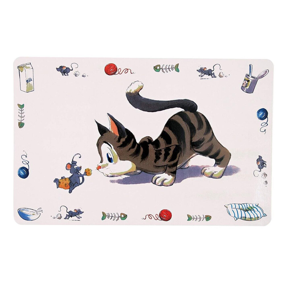 Trixie Comic Cat Print Place Mat, 44 x 28cm - Mat 28cm Bowl -  trixie mat cat comic place print 44 28 cm bowl