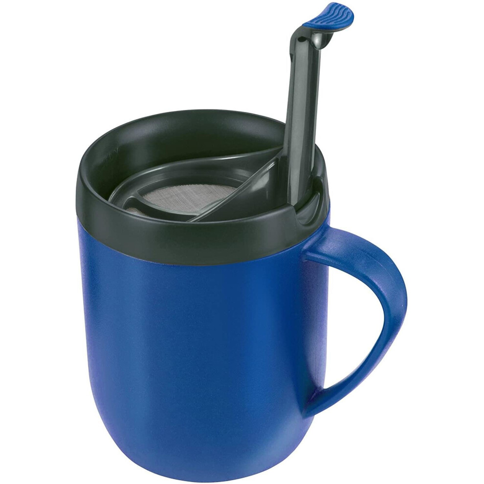 Zyliss Cafetiere Hot Mug - Blue - Cup Coffee Smart One Lid Splash Double Walled -  zyliss cafetiere mug hot blue cup coffee smart one lid splash
