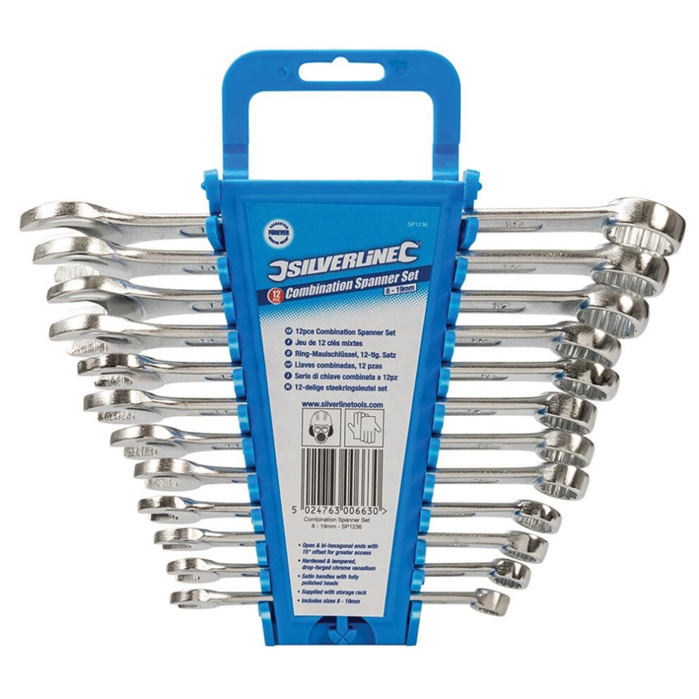 Silverline Combination Spanner Set 12pce 8 - 19mm - 12 Sp1236 819 -  spanner combination silverline set 12 sp1236 19mm 12pce 819