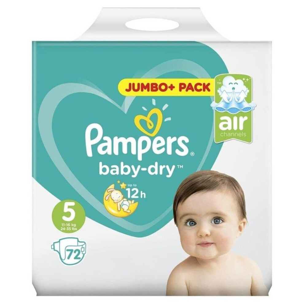 Pampers 72 Baby Dry Nappies ~ Size 5 ~ 11-16Kg