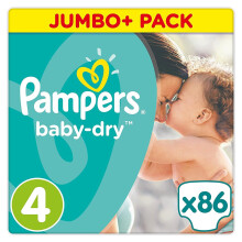 86 Pampers Baby Dry Nappies ~ Size 4 ~ 9-14kg