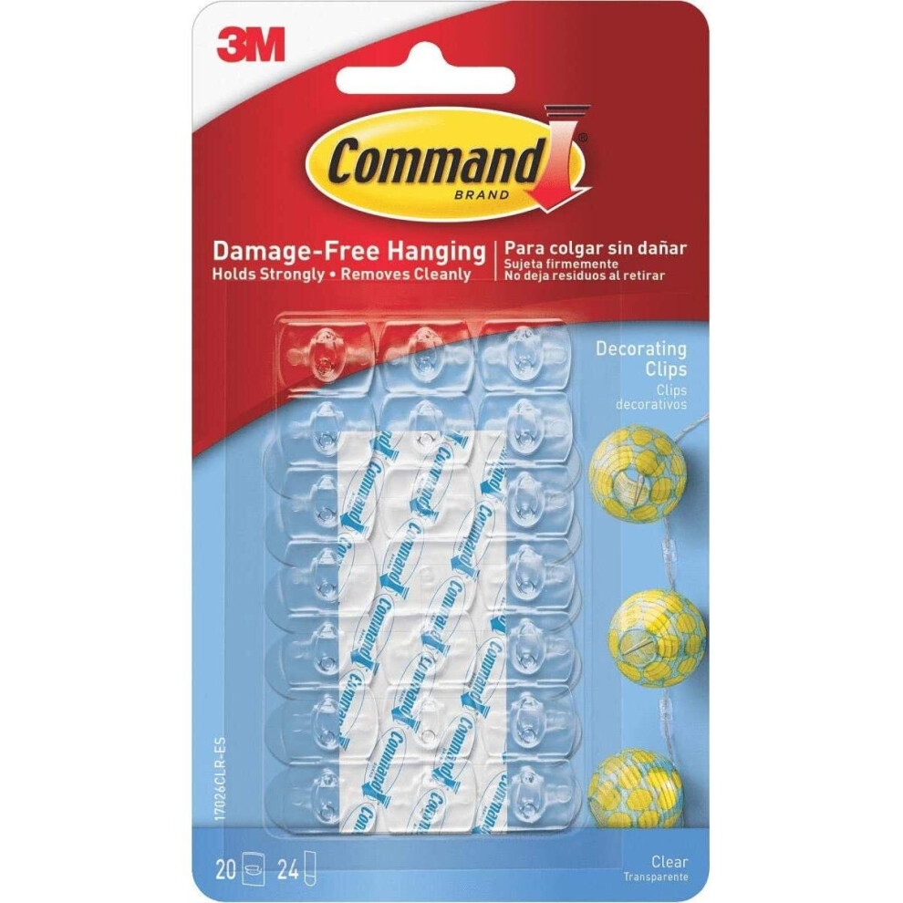 Command Mini Decorating Clips-Clear 20 Clips & 24 Strips