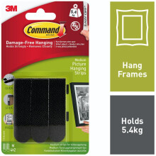 Command Medium Picture Hanging Strips-Black 4 Sets/Pkg