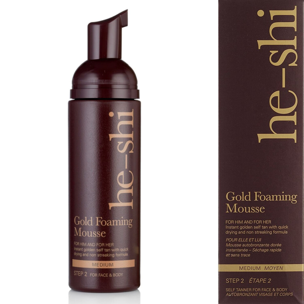 He-Shi Foaming Mousse Instant En Self Fake Tan, Medium Quick Dry, 150Ml Gold/Golden
