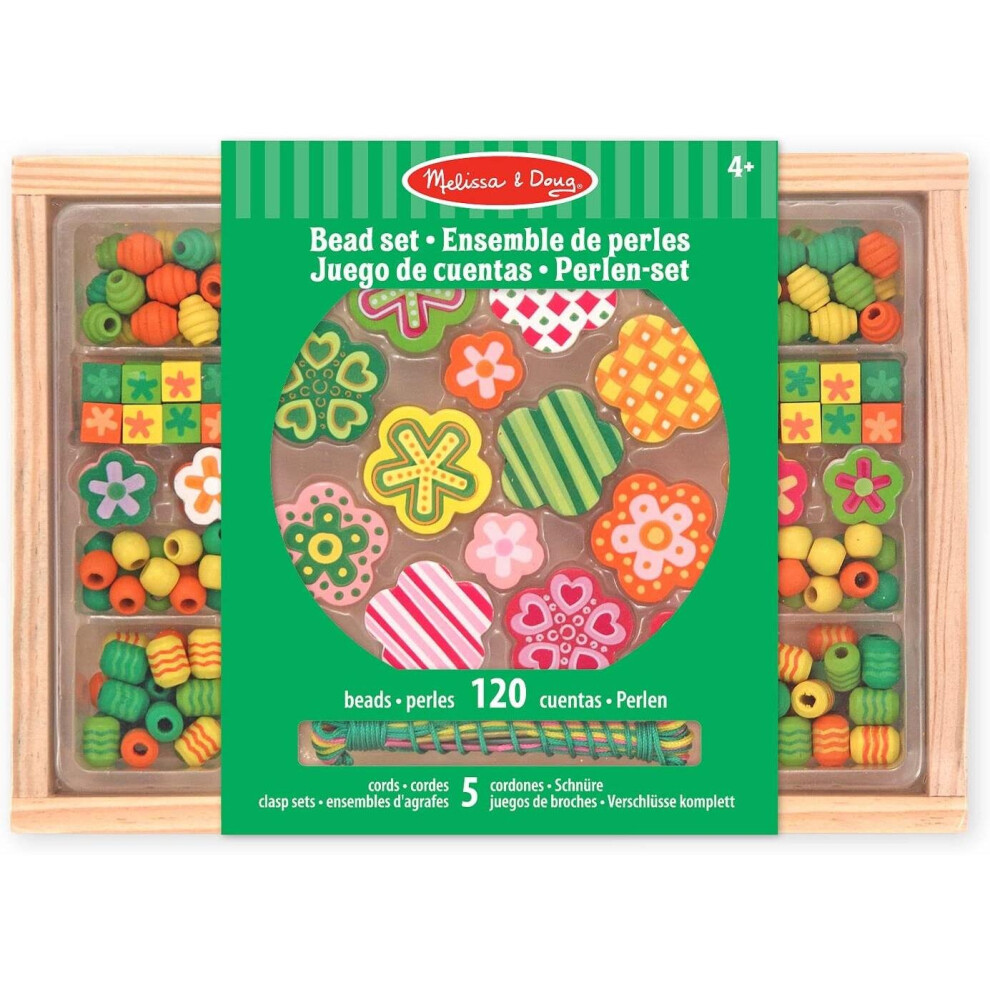 Melissa & Doug Flower Power Wooden Bead Set With 150+ Beads