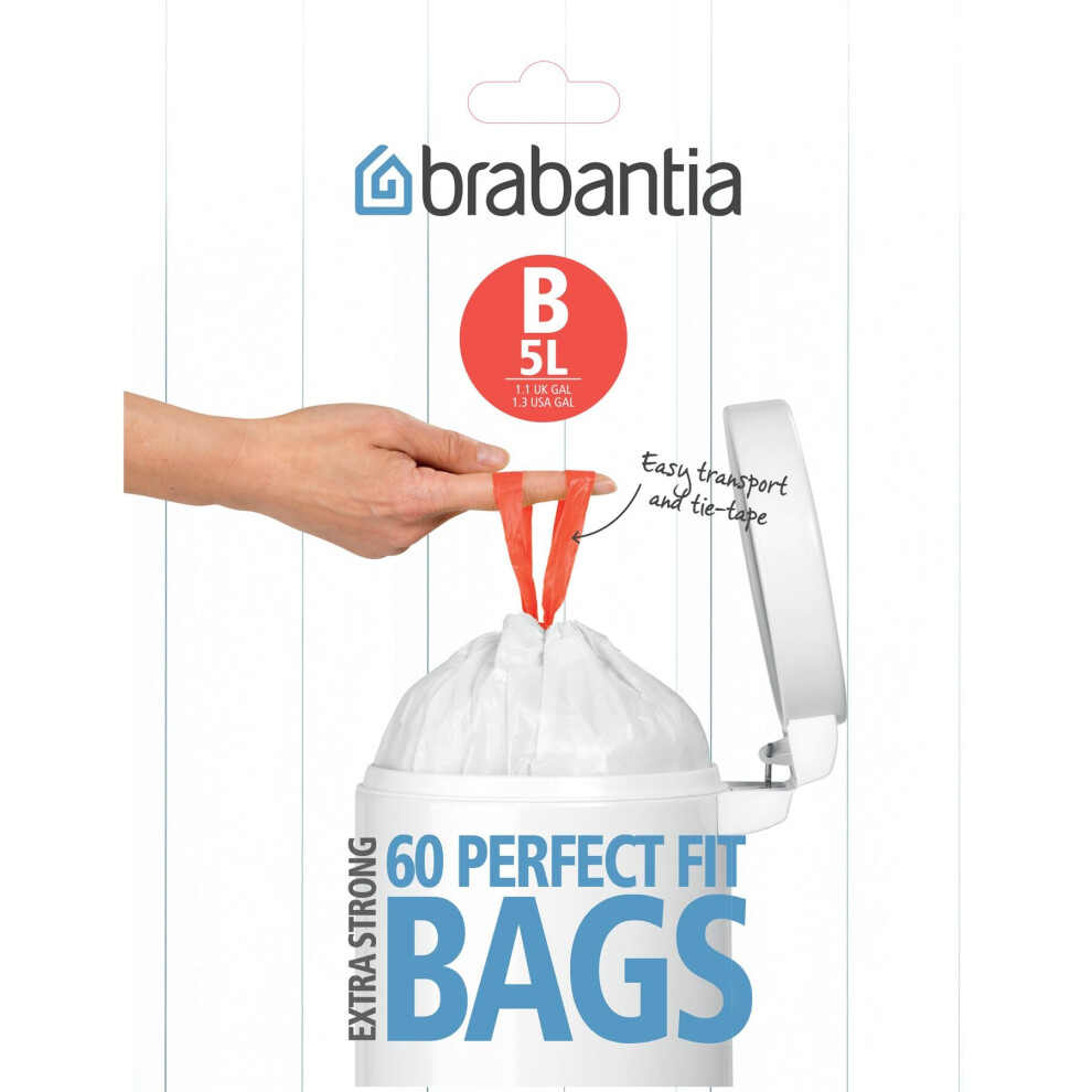 Brabantia Bin Liners, Size B, 5 L - 60 Bags