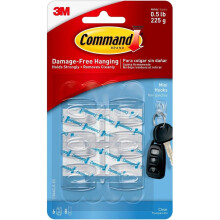 Command Mini Hook 6/Pkg-6 Clear Hooks & 8 Strips