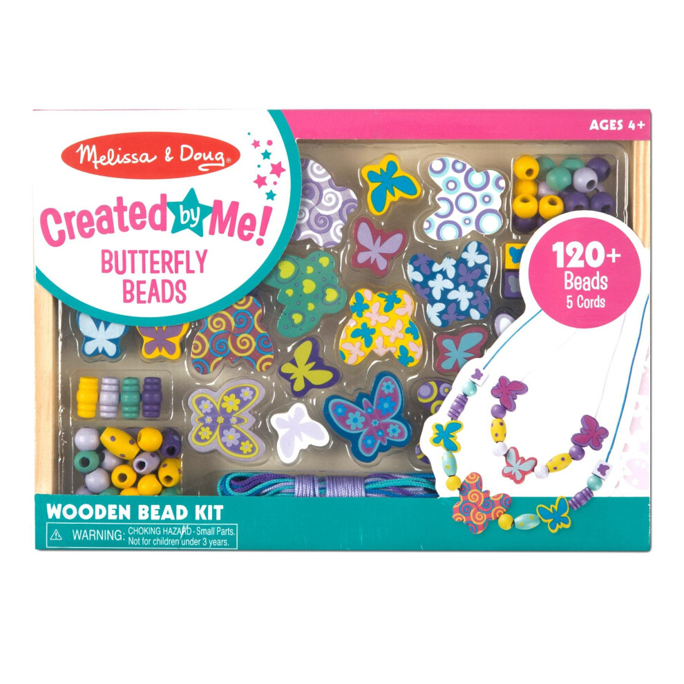 Melissa & Doug Butterfly Friends Wooden Bead Set 150+ Beads