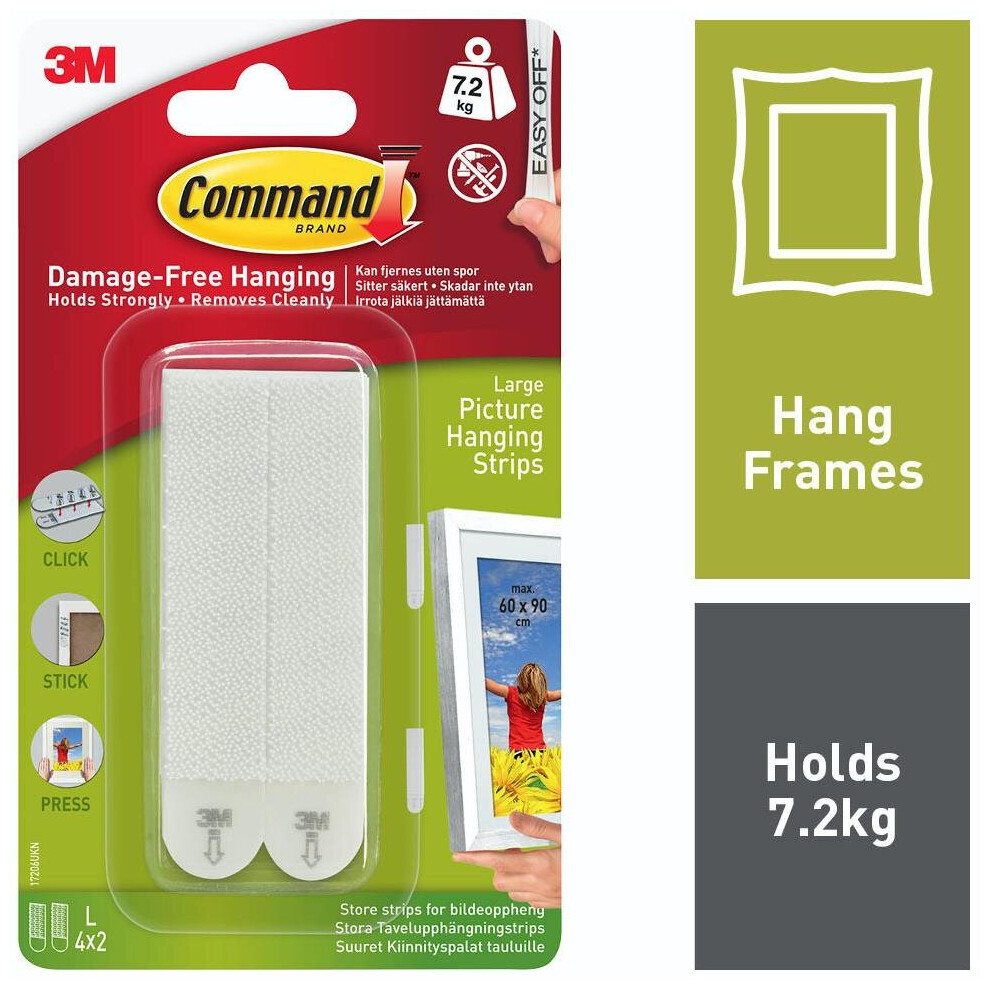 Command Large Picture Hanging Strips-White 4 Sets/Pkg