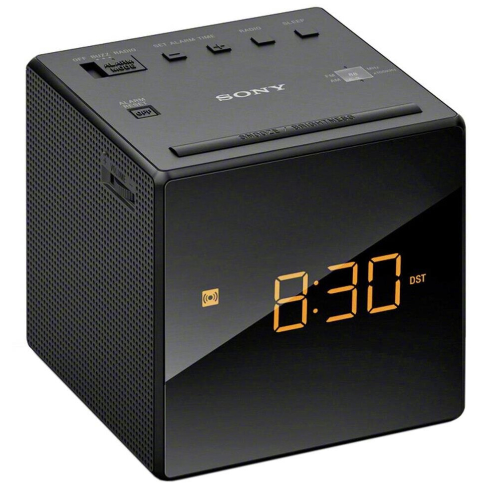 Sony Fm/Am Modern Small Cube Clock Radio With Alarm And Snooze - Icf-C1 Black