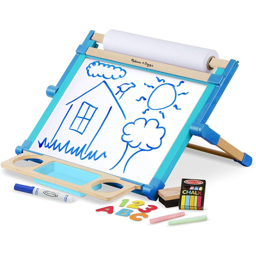 Melissa & Doug Deluxe Double Sided Tabletop Easel Dry-Erase Board & Chalkboard