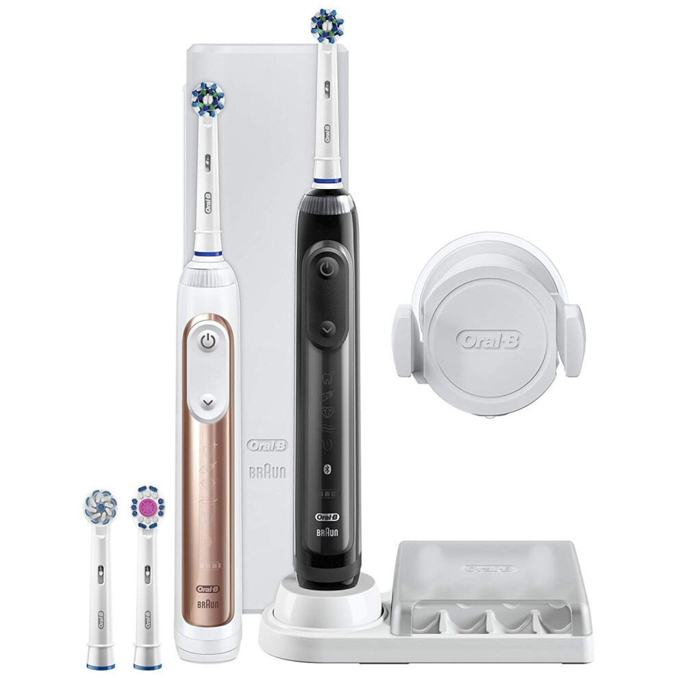 Oral-B Genius 9900 Electric Rechargeable Toothbrush, Black & Rose Gold Twin Pack