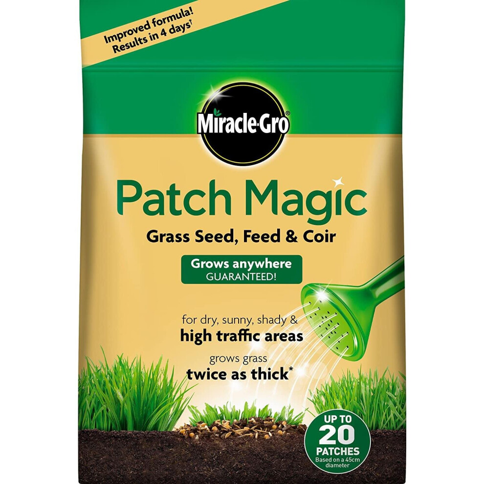Miracle-Gro Patch Magic Grass Seed, Feed and Coir, 1.5kg Bag