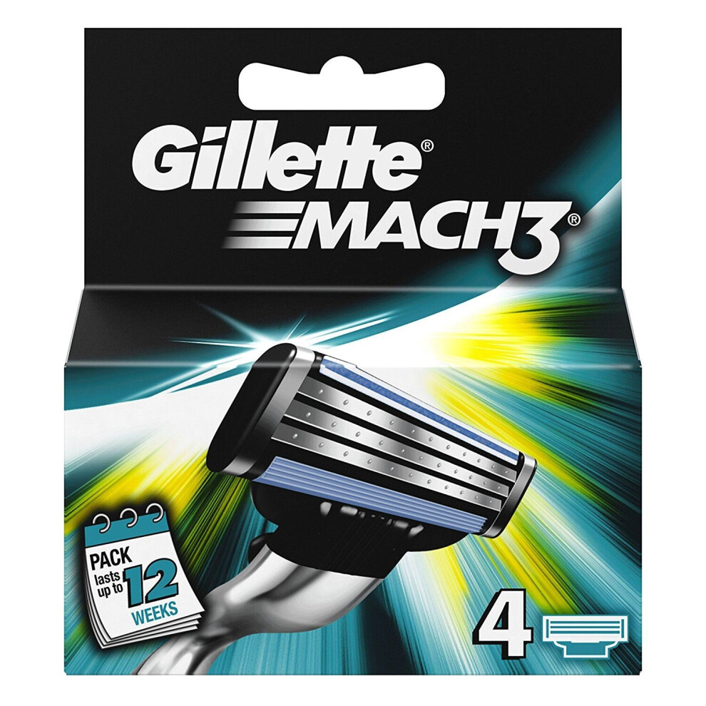 Gillette Mach3 Manual Razor Men's Blades Replacement Refills - Pack of 4 Blades-image-OPC-PM5NR9-NEW