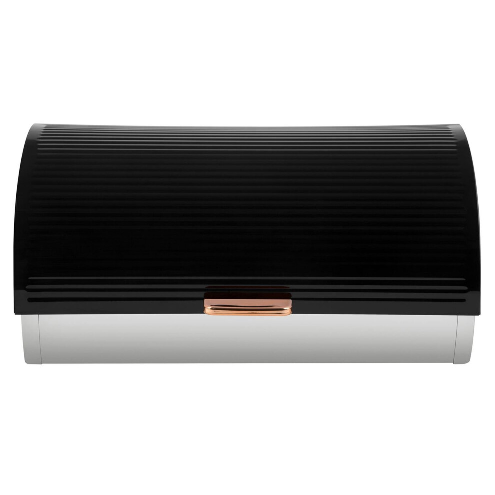 Tower Linear Roll Top Bread Bin Fresh Storage - Stainless Steel, Black/Rose Gold