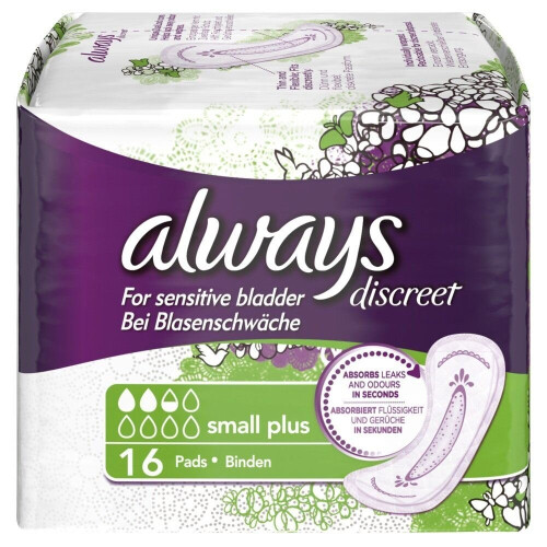 Always Always Discreet Sensitive Bladder Incontinence Pads Liners Small Plus Pack of 16