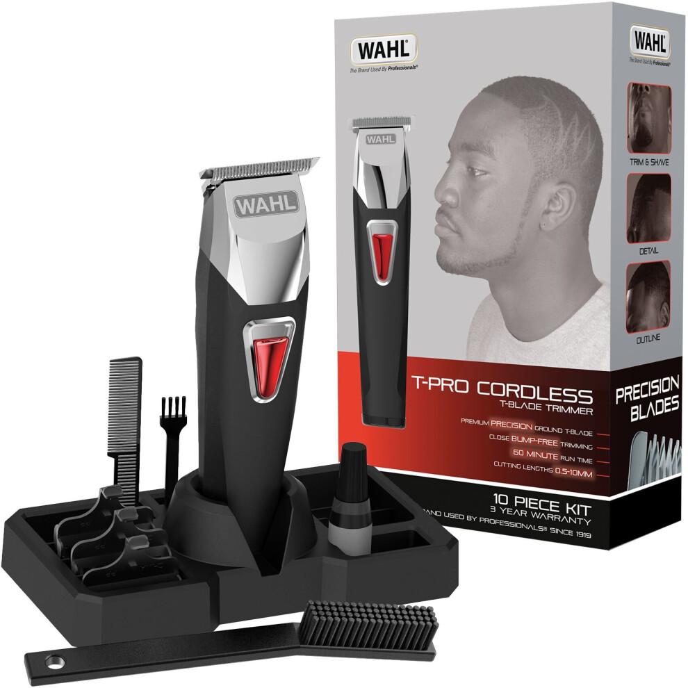 Wahl Afro T-Pro Men's Hair Trimmer Clipper Kit T-Blade Cordless Rechargeable UK