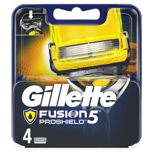 Gillette 4 x Ανδρικές ανταλλακτικές λεπίδες ξυραφιού Gillette Fusion ProShield &amp; Trimmer ακριβείας