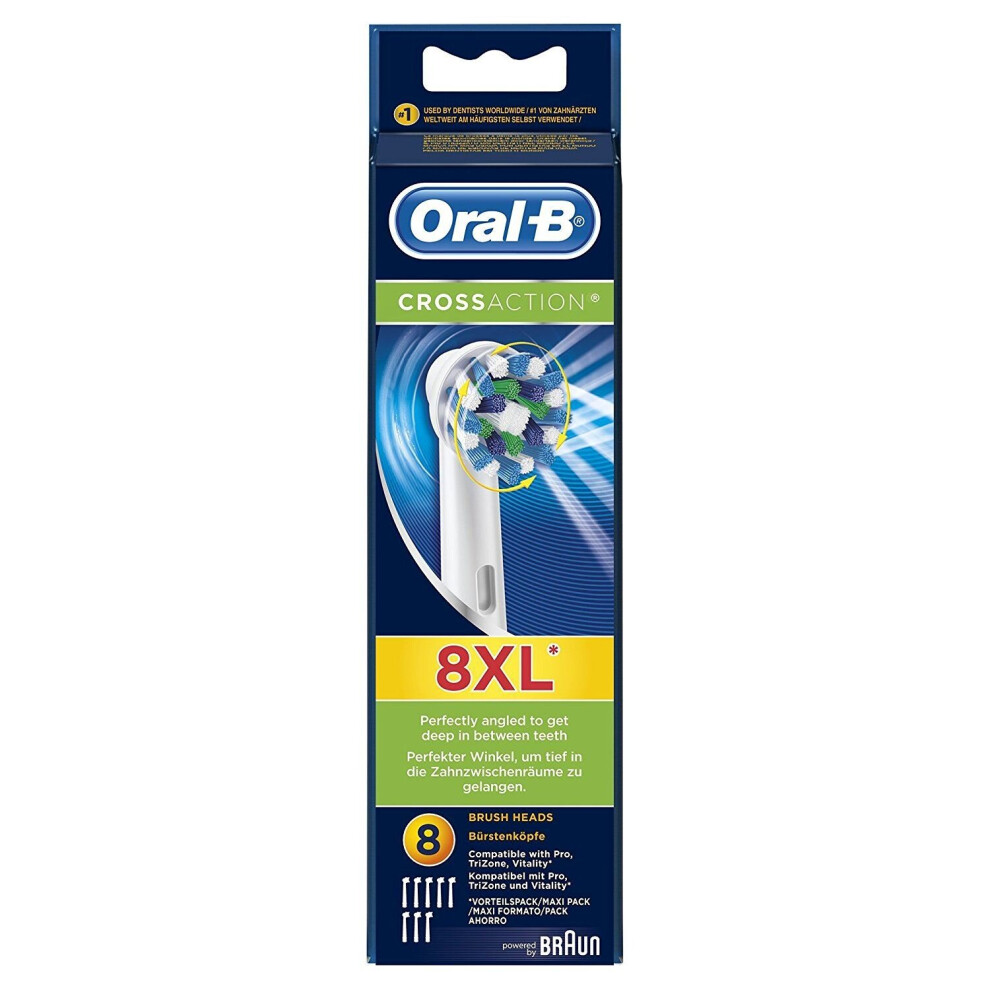 Oral-B CrossAction Electric Toothbrush Replacement Heads Powered by Braun 8 Pack