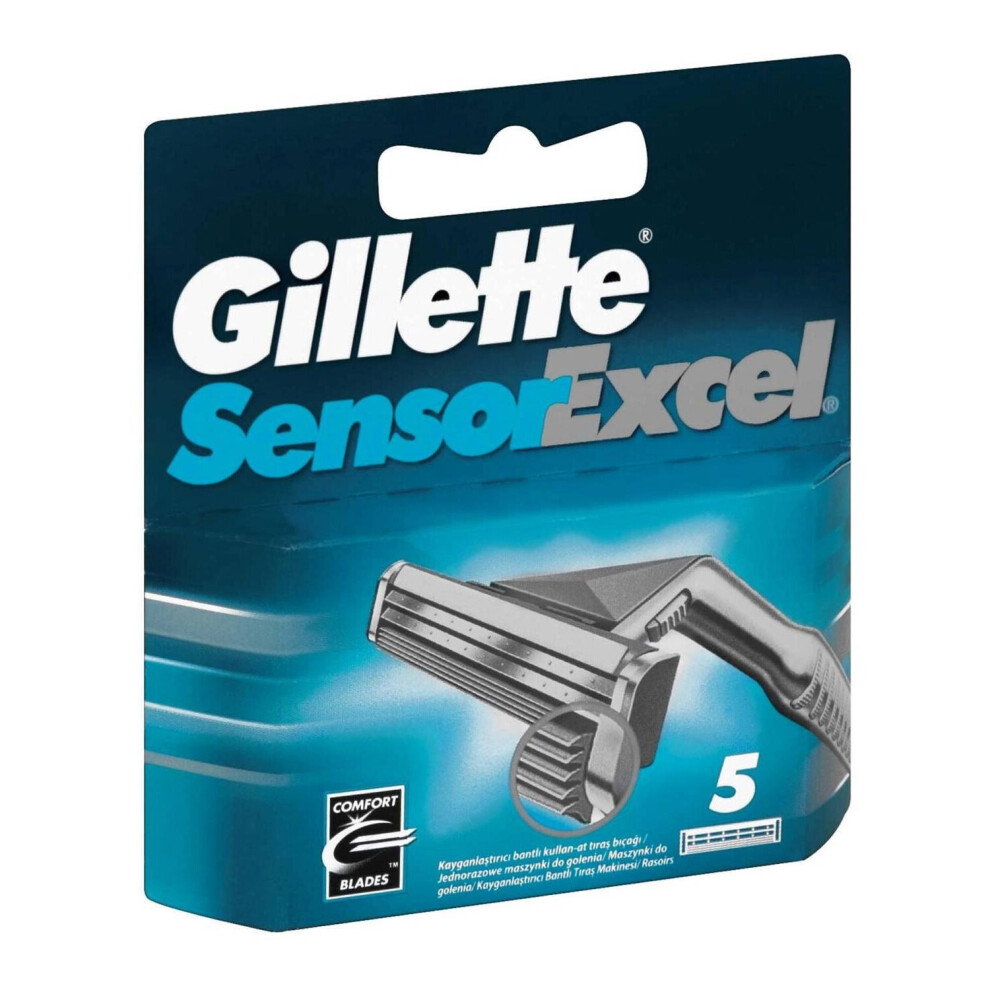 Gillette Sensor Excel Men's Replacement Razor Blade Refills Long Lasting, 5 Pack