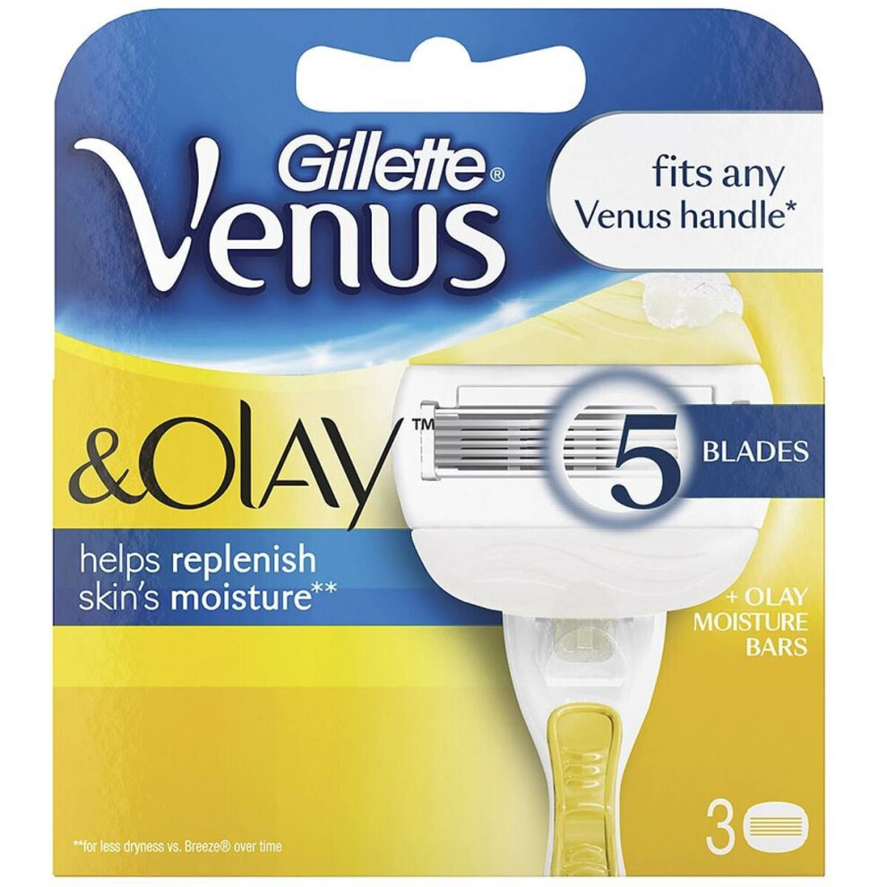 3 X Gillette Venus & Olay Women's 5-Bladed Smooth Moisture Razor Blade Refills