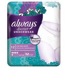 Always Discreet Sensitive Bladder Incontinence Pants Underwear Medium Pack of 12