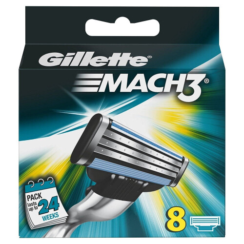Gillette Gillette Mach3 Handmatig Scheermes Vervanging Navullingen - Set van 8 Scheermesjes