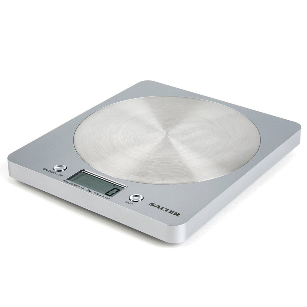 Salter Digital Electronic Weighing Disc Scales Kitchen 5kg - Silver, 1036 SVSSDR