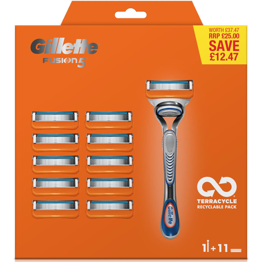 Gillette Fusion Men's Razor Blade + 11 Razors With 5-Precision Blades Bundle Kit