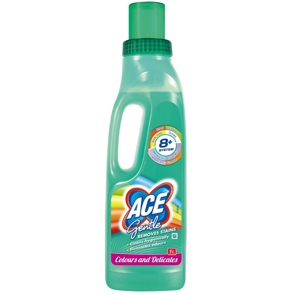 ACE Gentle Laundry Stain Remover for Colours & Whites, Clothes, Silk - 1 Litre