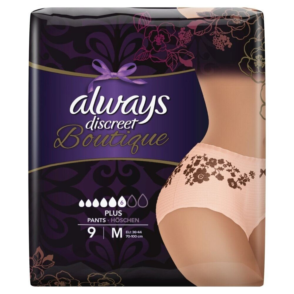 Always Discreet Boutique Pants Plus Underwear Medium Sensitive Bladder Pack of 9
