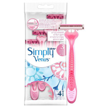 4 x Gillette Simply Venus 3 Disposable Women's Razors Travel Legs Body Shaving